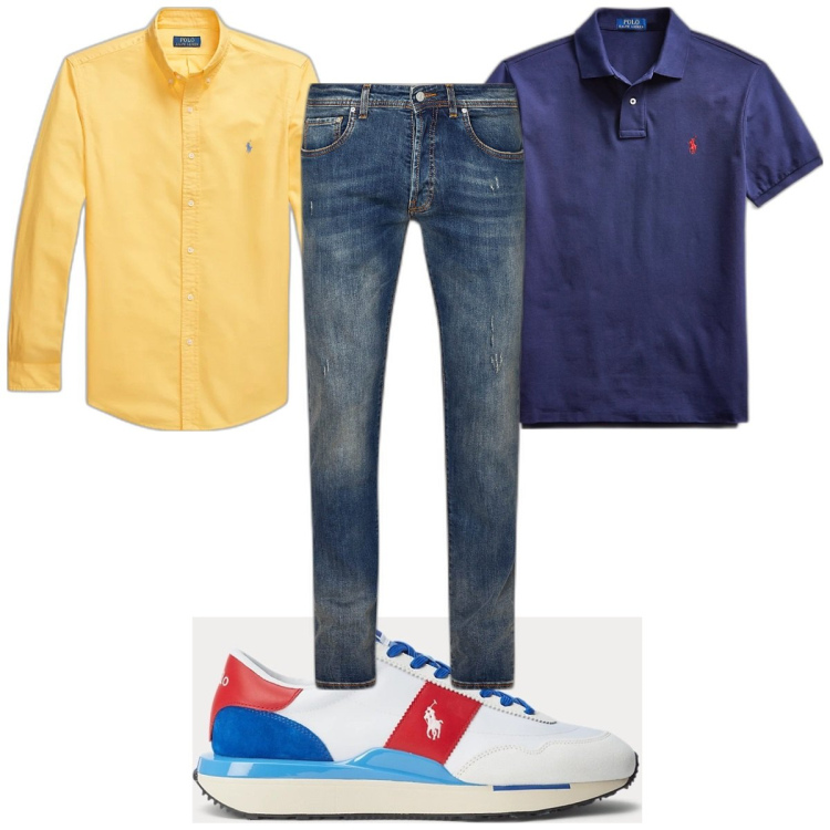 Outfit uomo - Total look #1895359. Stile Trendy per Tutti i giorni. Abbinamento con polo, sneakers, camicie, jeans slim fit.