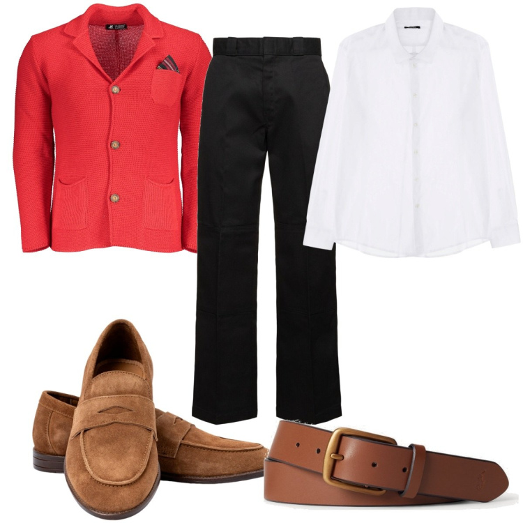 Outfit uomo - Total look #1895458. Stile Trendy per Serata speciale. Abbinamento con camicie, cinture, pantaloni, cardigans, scarpe stringate.