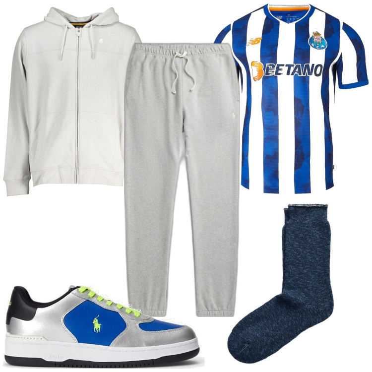 Outfit uomo - Total look #1895466. Stile Trendy per Sport. Abbinamento con maglieria, calzini, pantaloni, sneakers, felpe con cappuccio.