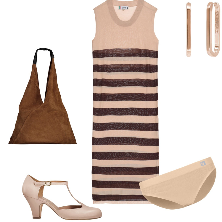 Outfit donna - City. Stile Bon Ton per Tutti i giorni. Abbinamento con décolleté, orecchini, vestiti lunghi, culotte, borse a spalla.