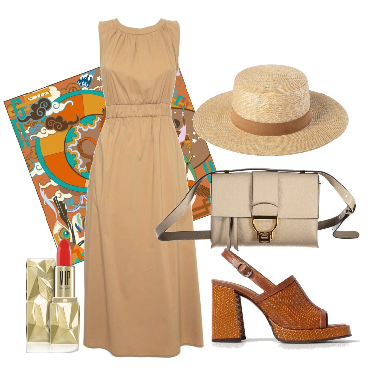Outfit donna - Ghost outfitter - giugno. Stile Vintage retrò per Tutti i giorni. Abbinamento con rossetti, vestiti lunghi, sandali in pelle, foulard, borse a tracolla, cappelli.