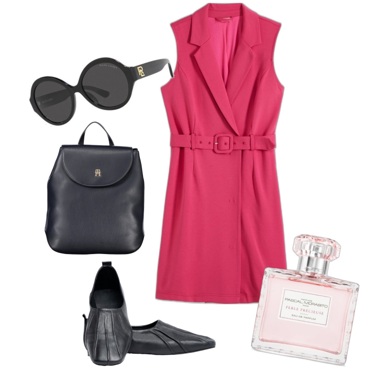 Outfit donna - Mi rivedo all università. Stile Bon Ton per Scuola/Università. Abbinamento con costume intero, profumi, occhiali da sole, zaini, ballerine.