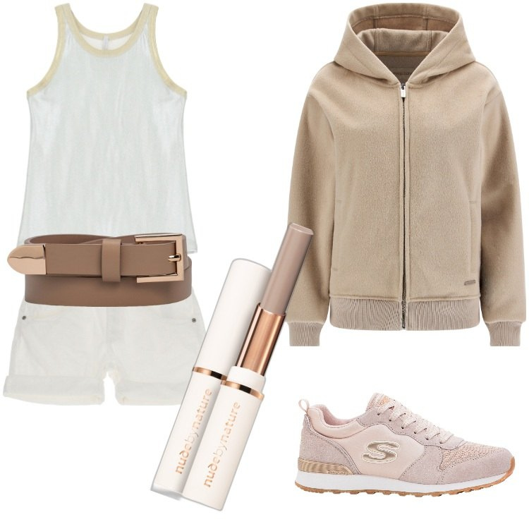 Outfit donna - Total look #1896263. Stile Urban per Tutti i giorni. Abbinamento con sneakers, primer, shorts, canottiere, blazer, cinture.