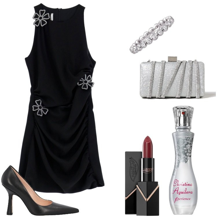 Outfit donna - Total look #1896300. Stile Glamour per Serata fuori. Abbinamento con rossetti, profumi, anelli, vestiti corti, décolleté, borse a mano.