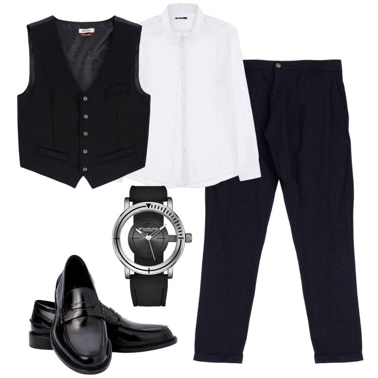 Outfit uomo - City. Stile Trendy per Tutti i giorni. Abbinamento con orologi, camicie, pantaloni, gilet, scarpe stringate.