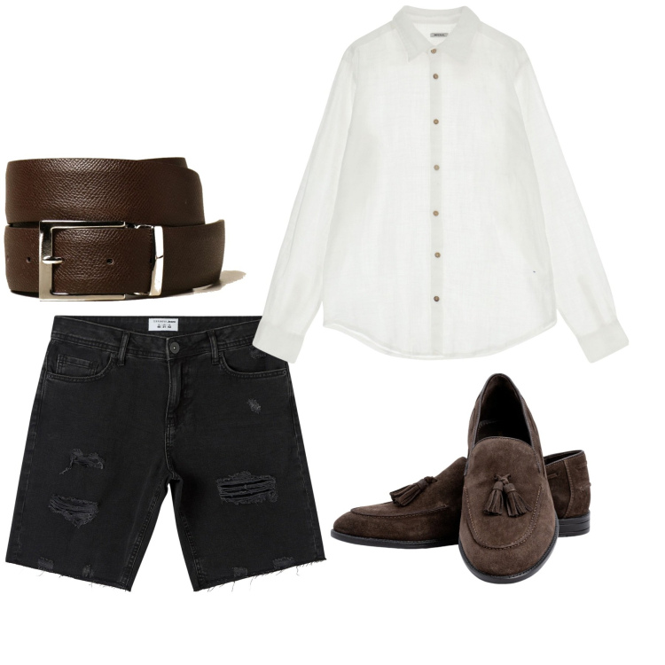 Outfit uomo - City. Stile Casual per Tutti i giorni. Abbinamento con shorts, camicie, cinture, scarpe stringate.