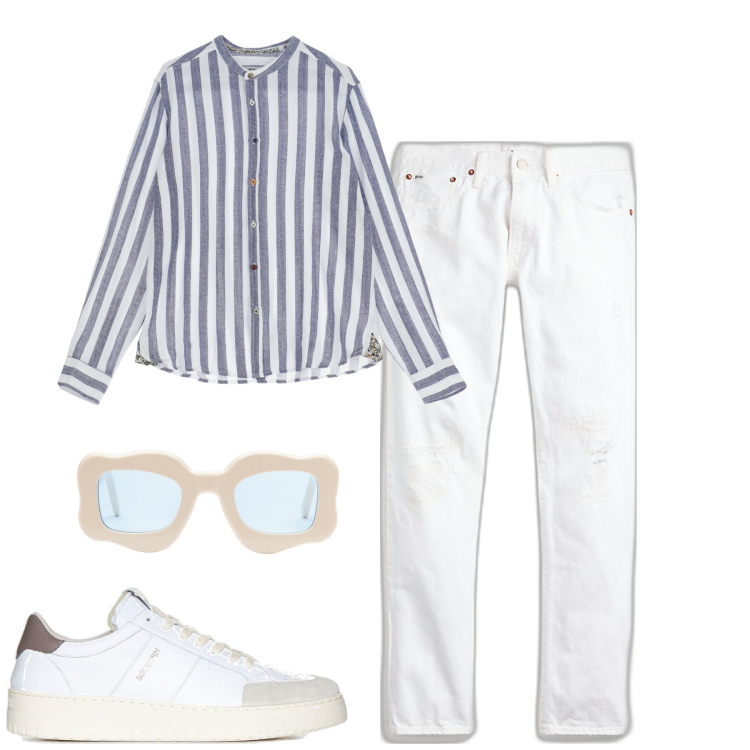 Outfit uomo - Total look #1896978. Stile Trendy per Tutti i giorni. Abbinamento con camicie, jeans, occhiali da sole, sneakers.