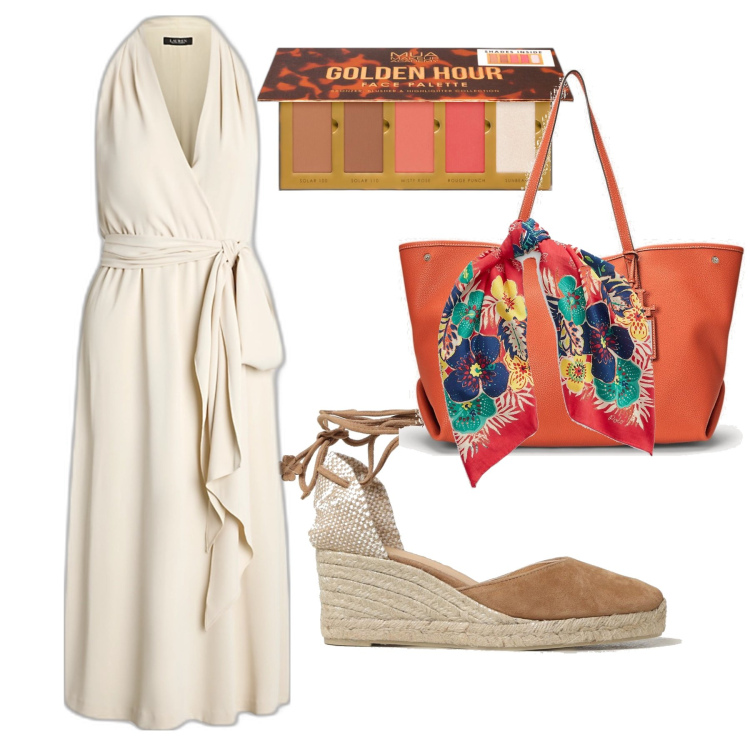 Outfit donna - Espadrillas ️. Stile Bon Ton per Ufficio. Abbinamento con terre, vestiti senza maniche, foulard, borse tote, espadrillas.