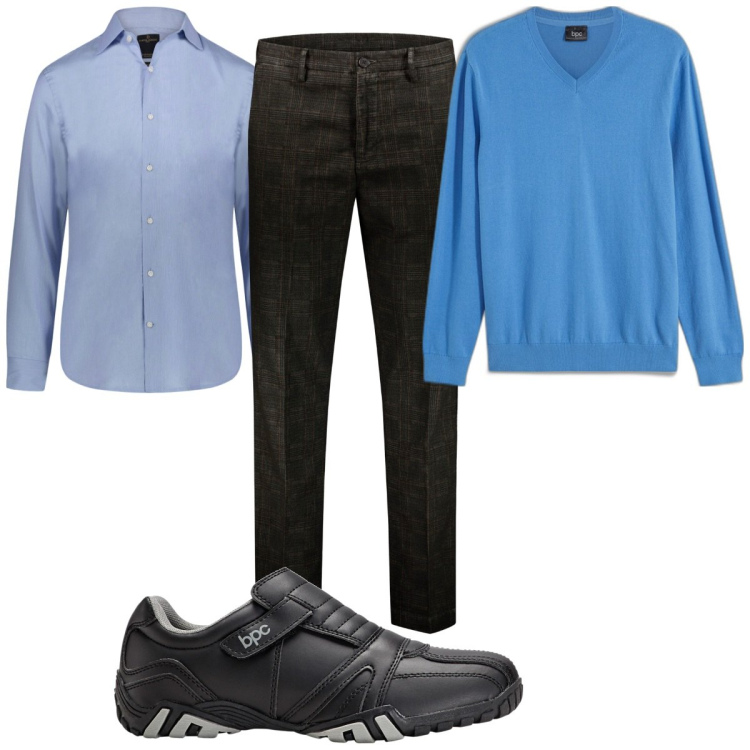 Outfit uomo - Total look #1897280. Stile Casual per Ufficio. Abbinamento con scarpe stringate, maglieria, pantaloni, camicie.