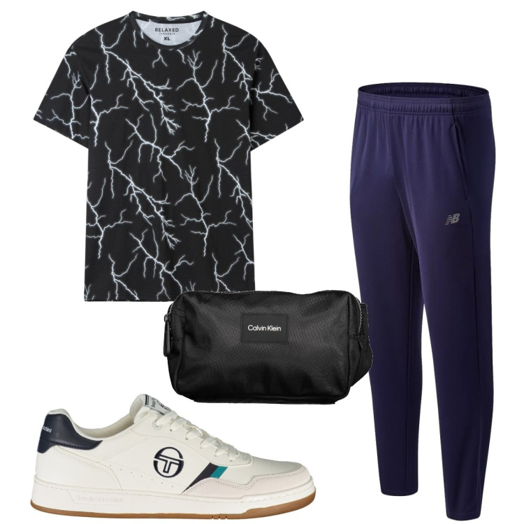 Outfit uomo - Total look #1897297. Stile Trendy per Sport. Abbinamento con t-shirt, pantaloni sportivi, scarpe sportive, borse sportive.