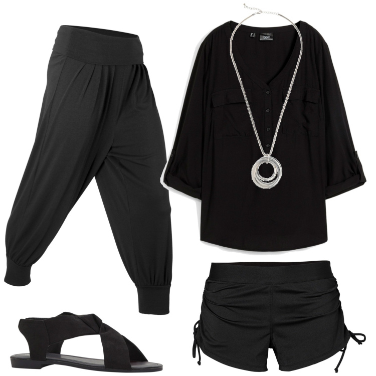Outfit donna - Total look #1897373. Stile Trendy per Mare. Abbinamento con pantaloni, bluse, sandali, costumi, collane.