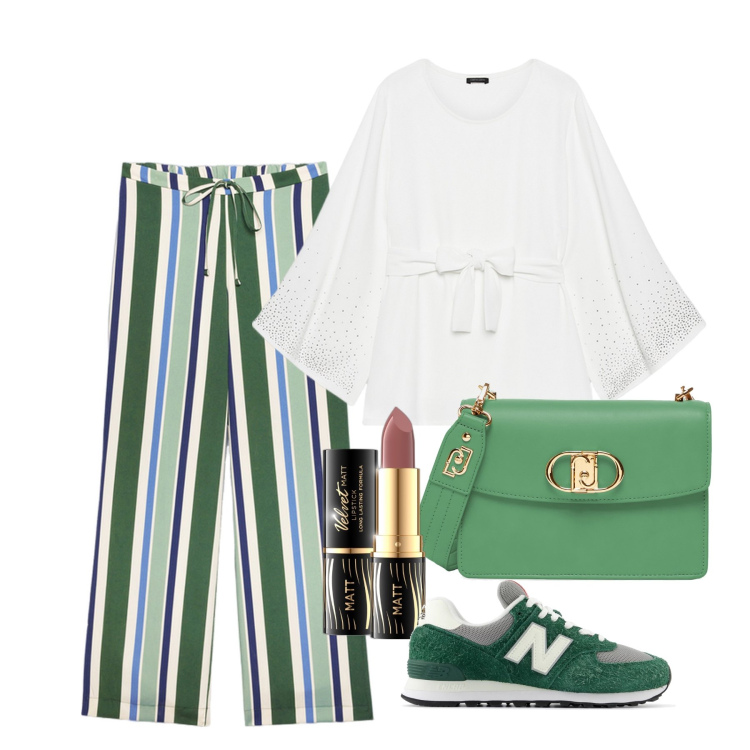Outfit donna - Ghost outfitter - giugno. Stile Casual chic per Tutti i giorni. Abbinamento con rossetti, sneakers, bluse, pantaloni, borse a tracolla.