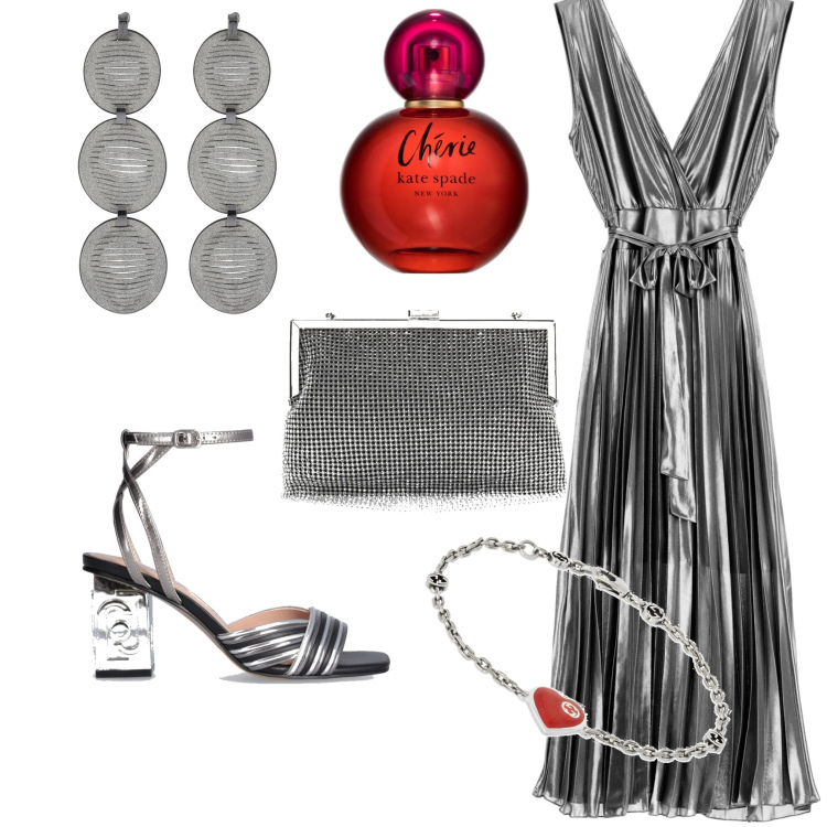 Outfit donna - Orecchino chunky. Stile Chic per Cerimonia. Abbinamento con profumi, vestiti midi/longuette, braccialetti, orecchini, sandali col tacco, clutch.