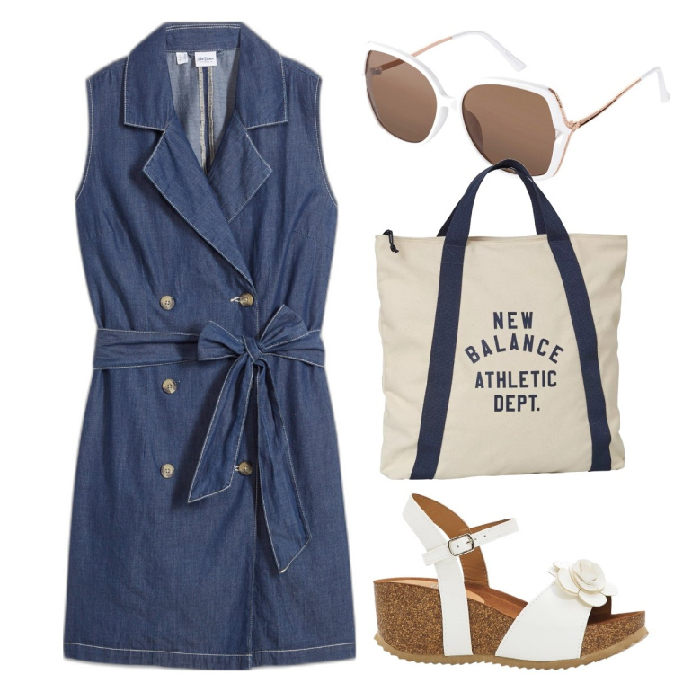 Outfit donna - Leggera per la gita. Stile Sexy per Tutti i giorni. Abbinamento con sandali, vestiti, occhiali da sole, borse a mano.