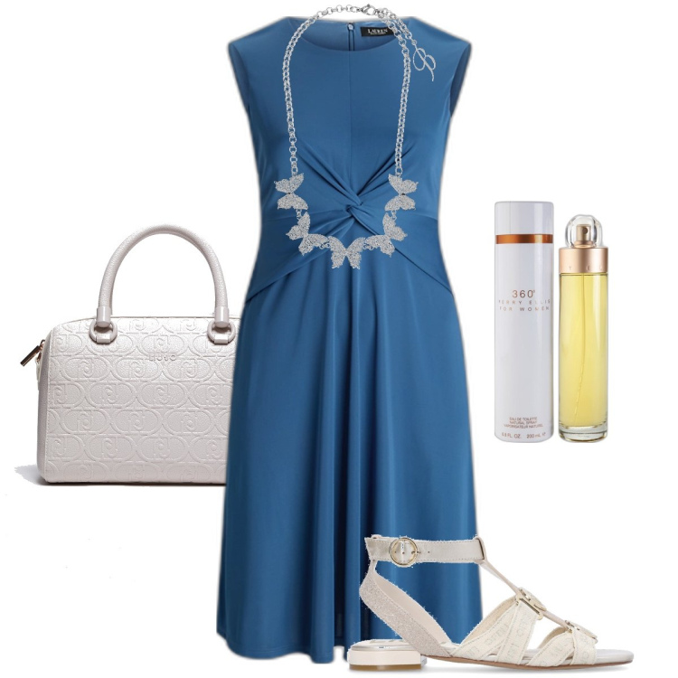 Outfit donna - Sia di giorno che di sera. Stile Bon Ton per Serata fuori. Abbinamento con profumi, vestiti, collane, sandali, borse a mano.