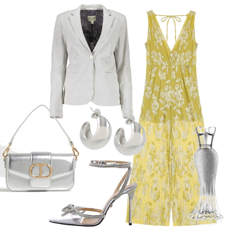 Outfit donna - Total look #1897660. Stile Chic per Serata fuori. look ideale per Tall. Abbinamento con profumi, tute, orecchini, borse a spalla, scarpe col tacco, blazer.