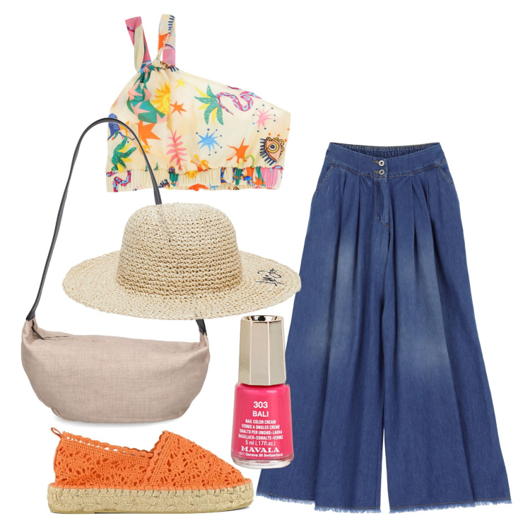 Outfit donna - Ghost oufitter - giugno. Stile Trendy per Tutti i giorni. Abbinamento con smalti, top, jeans, espadrillas, borse a spalla, cappelli.