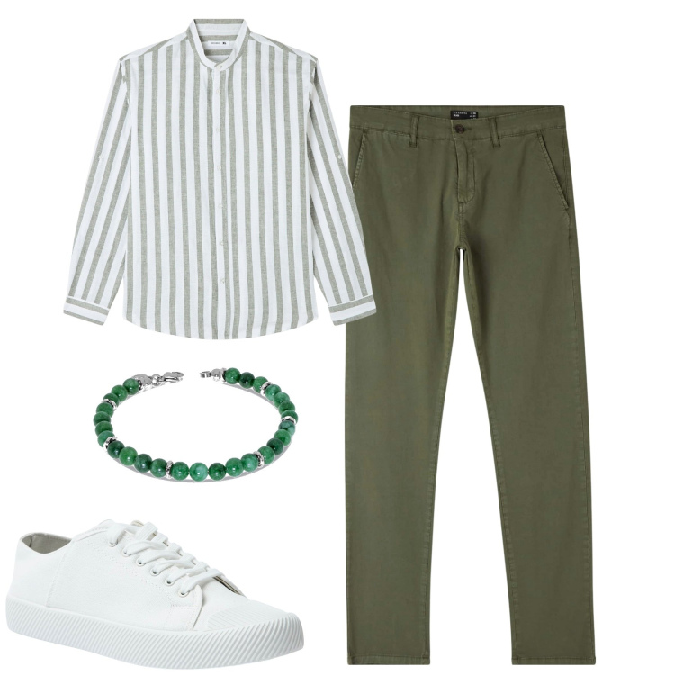 Outfit uomo - Total look #1898116. Stile Trendy per Tutti i giorni. Abbinamento con camicie, sneakers, pantaloni chino, braccialetti.