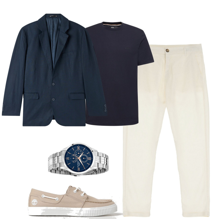 Outfit uomo - Total look #1898231. Stile Trendy per Tutti i giorni. Abbinamento con orologi, giacche, pantaloni, t-shirt, scarpe stringate.