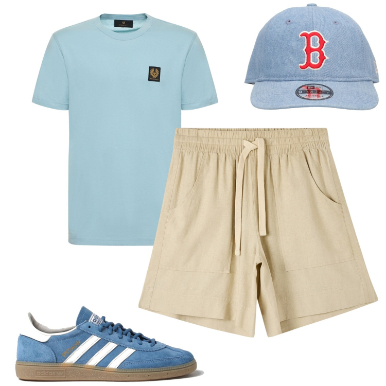 Outfit uomo - Total look #1898370. Stile Casual per Tutti i giorni. Abbinamento con bermuda, t-shirt, cappelli, sneakers.