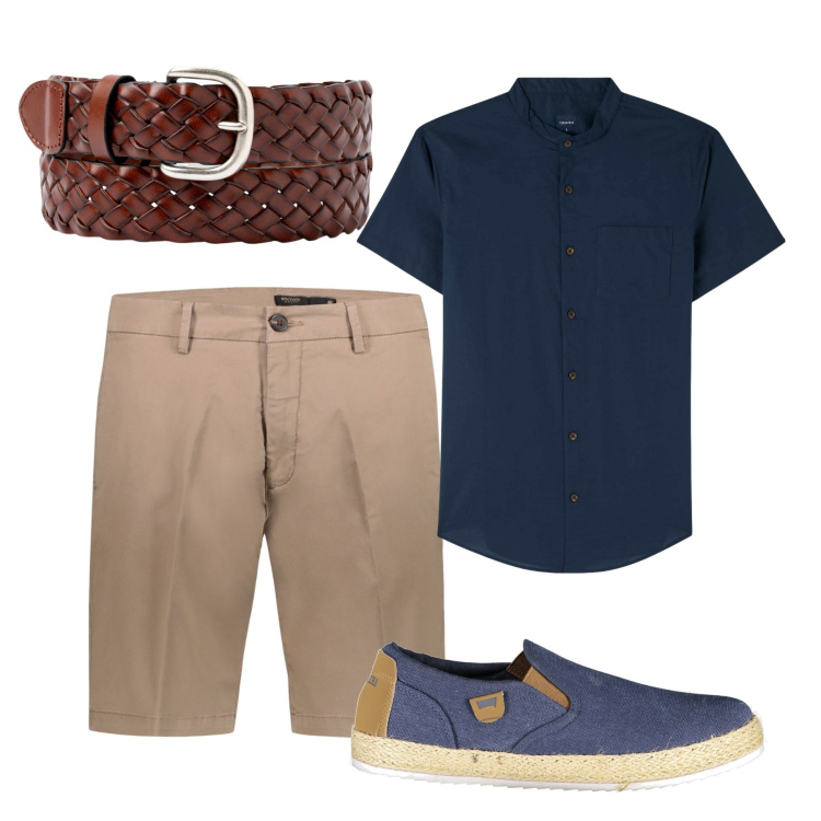 Outfit uomo - City. Stile Casual per Tutti i giorni. Abbinamento con camicie a manica corta, bermuda, cinture, sneakers.
