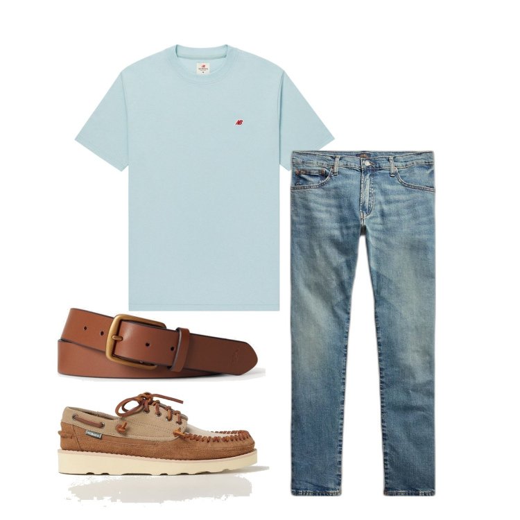 Outfit uomo - Casual. Stile Casual per Tutti i giorni. Abbinamento con t-shirt, jeans, cinture, scarpe stringate.