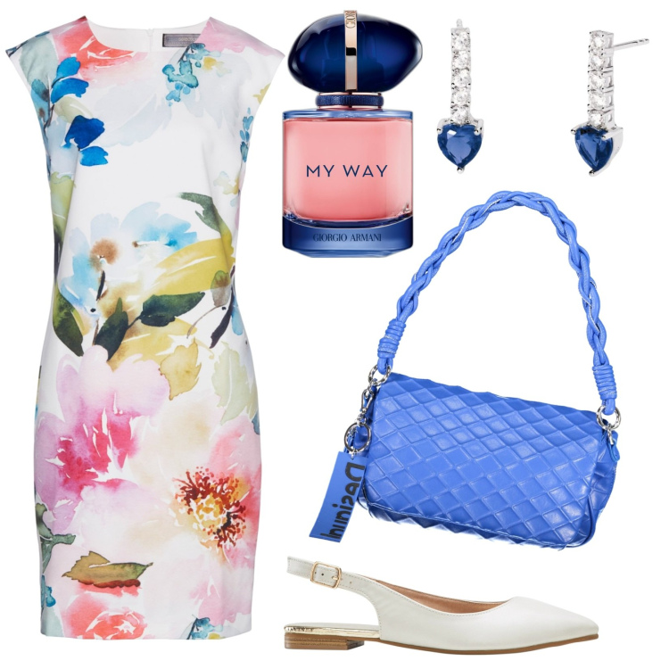 Outfit donna - Total look #1898552. Stile Chic per Ufficio. Abbinamento con vestiti a tubino, ballerine, profumi, orecchini, borse a spalla.