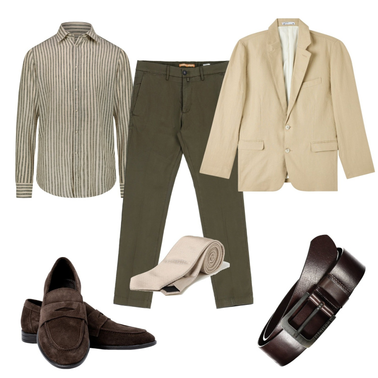 Outfit uomo - Total look #1898621. Abbinamento con giacche, pantaloni, cinture, scarpe stringate, camicie, cravatte.
