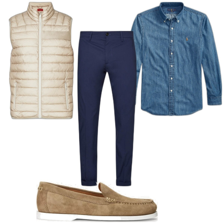 Outfit uomo - Total look #1898644. Stile Trendy per Tutti i giorni. Abbinamento con scarpe stringate, camicie, gilet, pantaloni chino.