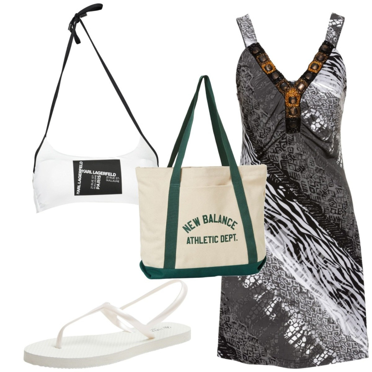 Outfit donna - Total look #1898674. Stile Trendy per Tutti i giorni. Abbinamento con vestiti, sandali, borse tote, costumi.