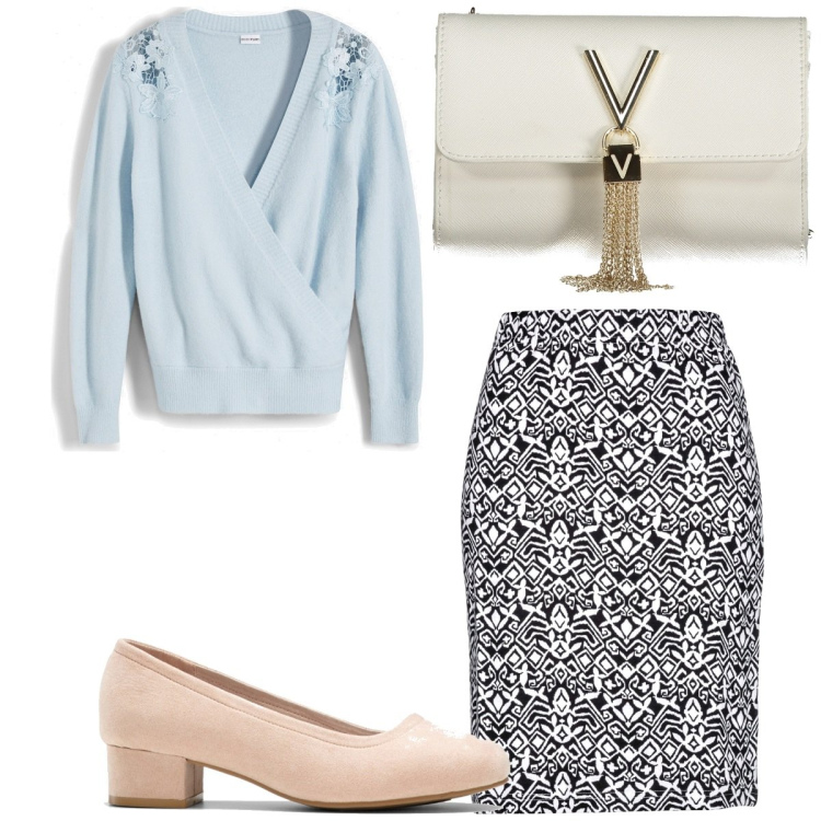 Outfit donna - Total look #1898678. Stile Chic per Tutti i giorni. Abbinamento con gonne, décolleté, maglieria, borse a tracolla.