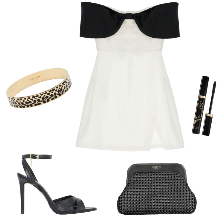 Outfit donna - Sexy uscita. Stile Sexy per Serata fuori. Abbinamento con braccialetti, mascara, vestiti corti, décolleté, borse a mano.