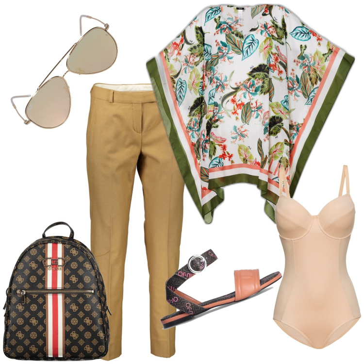 Outfit donna - Total look #1898832. Stile Casual chic per Tutti i giorni. Abbinamento con body, pantaloni, caftani, occhiali da sole, sandali, zaini.