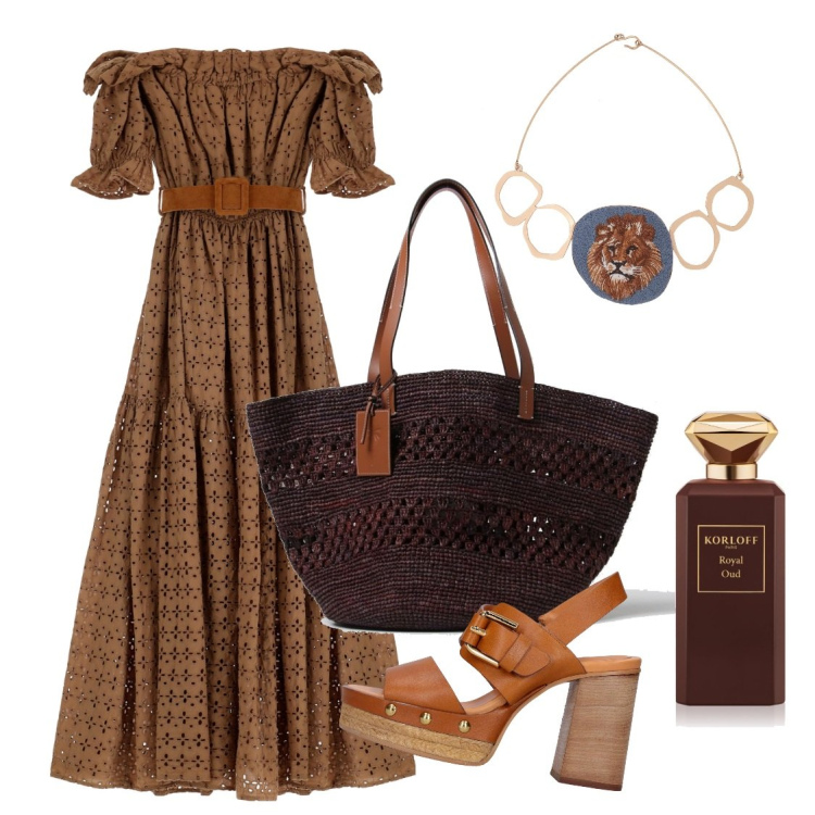 Outfit donna - La collana etnica. Stile Etnico per Serata fuori. Abbinamento con collane, profumi, vestiti lunghi, sandali in pelle, borse a spalla.