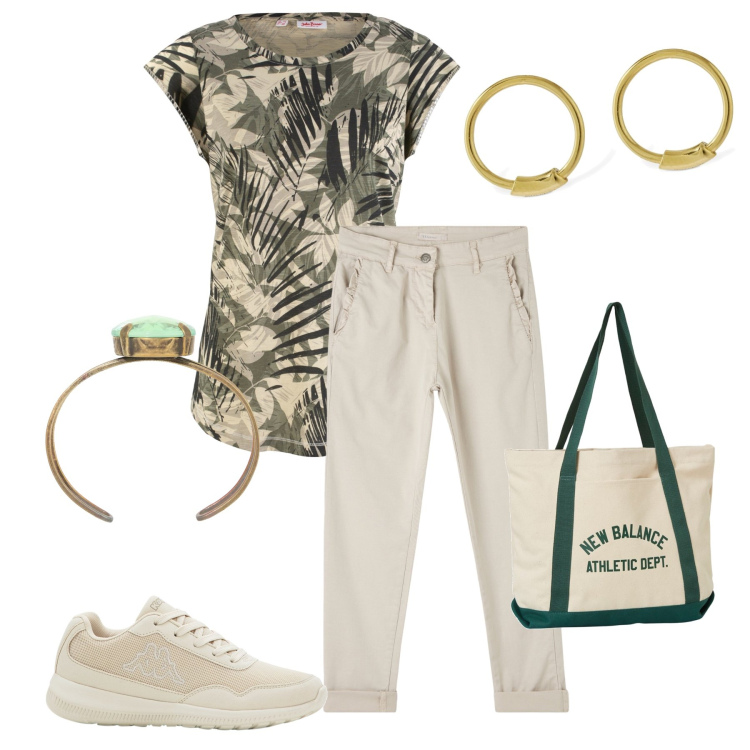 Outfit donna - Total look #1898913. Stile Casual per Ufficio. Abbinamento con maglieria, sneakers, pantaloni chino, borse tote, braccialetti, orecchini.