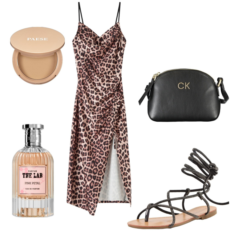 Outfit donna - Total look #1898957. Stile Glamour per Serata fuori. Abbinamento con ciprie, profumi, vestiti, sandali alla schiava, borse a tracolla.
