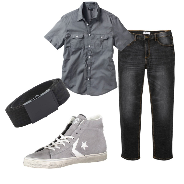 Outfit uomo - Total look #1899124. Stile Casual per Tutti i giorni. Abbinamento con camicie a manica corta, jeans dritti, cinture, scarpe sportive.