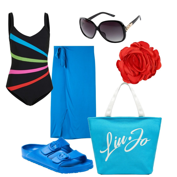 Outfit donna - Il mio look per una giornata al mare. Stile Casual chic per Mare. Abbinamento con occhiali da sole, costumi interi, vestiti da spiaggia, sandali in pelle, braccialetti, shopping bag.