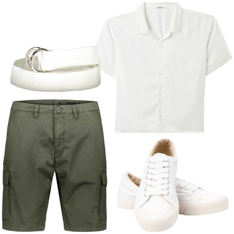 Outfit uomo - Total look #1899178. Stile Casual per Tutti i giorni. Abbinamento con camicie a manica corta, bermuda, sneakers, cinture.