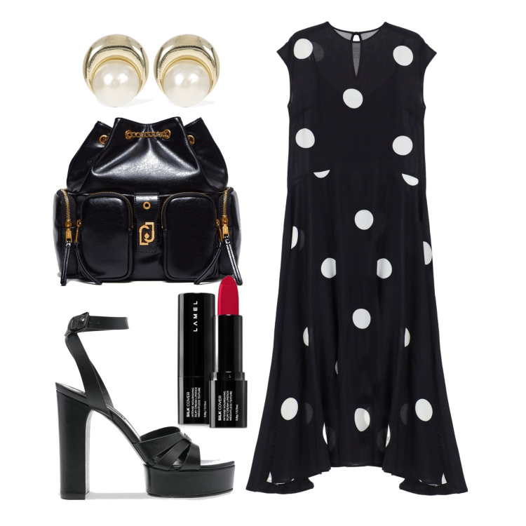 Outfit donna - Ghost outfitter - giugno. Stile Chic per Tutti i giorni. Abbinamento con rossetti, vestiti lunghi, orecchini, zaini, sandali col tacco.