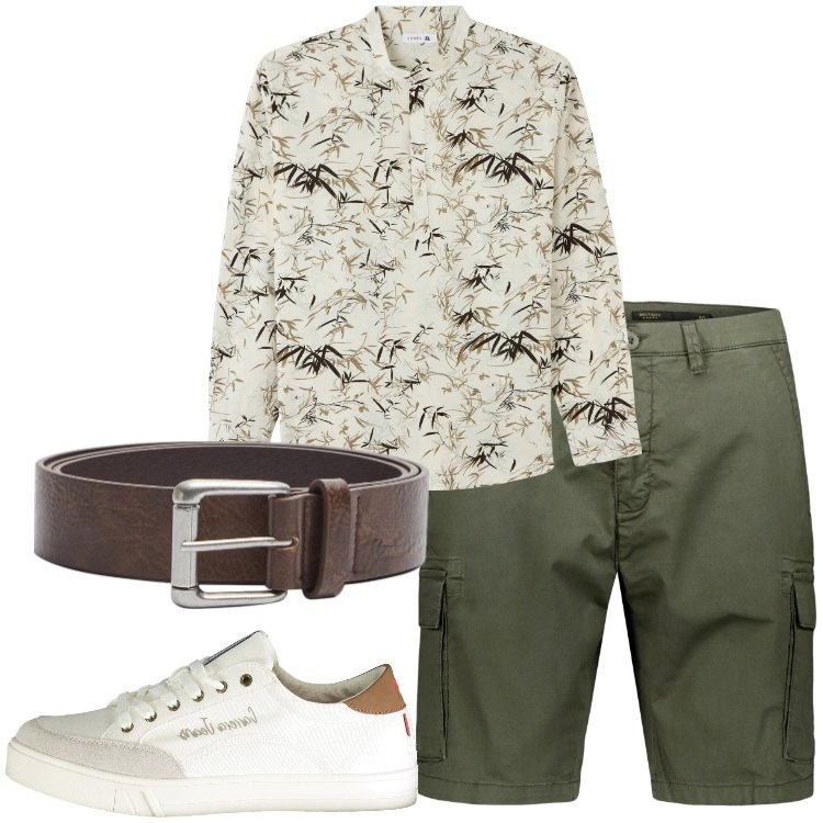 Outfit uomo - La cintura perfetta. Stile Trendy per Tutti i giorni. Abbinamento con camicie, cinture, bermuda, sneakers.