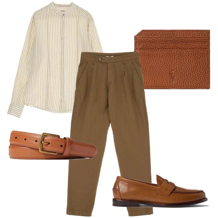 Outfit uomo - La camicia a righe. Stile Business/Elegante per Serata speciale. Abbinamento con pantaloni, camicie, cinture, scarpe stringate, portafogli.