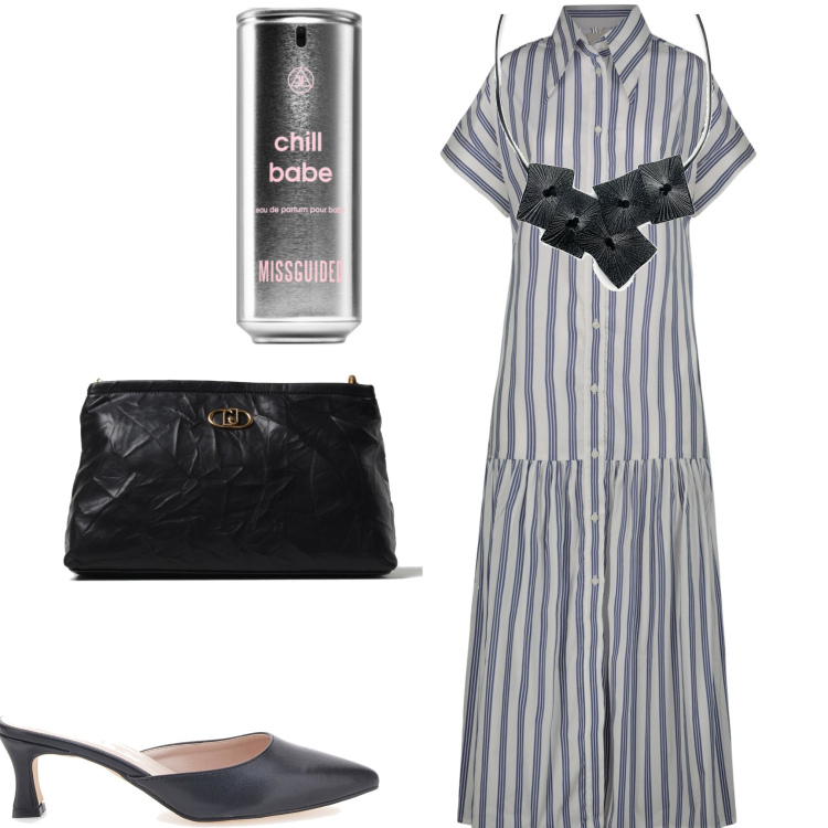 Outfit donna - Serata speciale. Stile Bon Ton per Serata fuori. Abbinamento con ciondoli, profumi, vestiti chemisier, clutch, ciabatte.