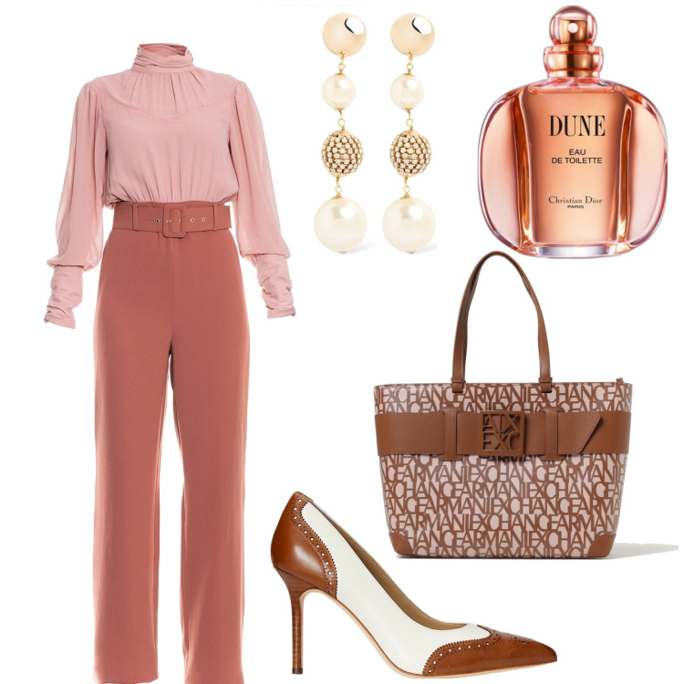 Outfit donna - Total look #1899630. Stile Bon Ton per Ufficio. Abbinamento con profumi, tute, décolleté, orecchini, borse tote.