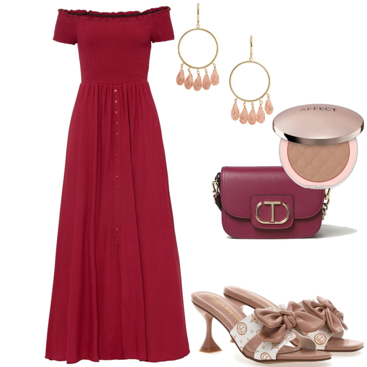 Outfit donna - Total look #1899785. Stile Chic per Tutti i giorni. Abbinamento con vestiti, terre, orecchini, ciabatte, borse a spalla.