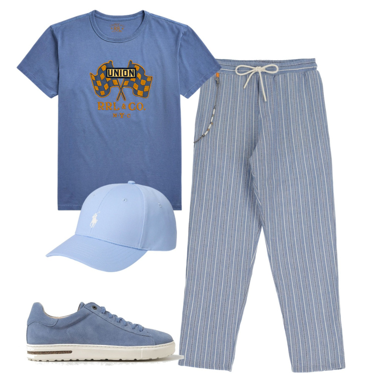 Outfit uomo - Total look #1900318. Stile Trendy per Tutti i giorni. Abbinamento con pantaloni, cappelli, t-shirt, sneakers.