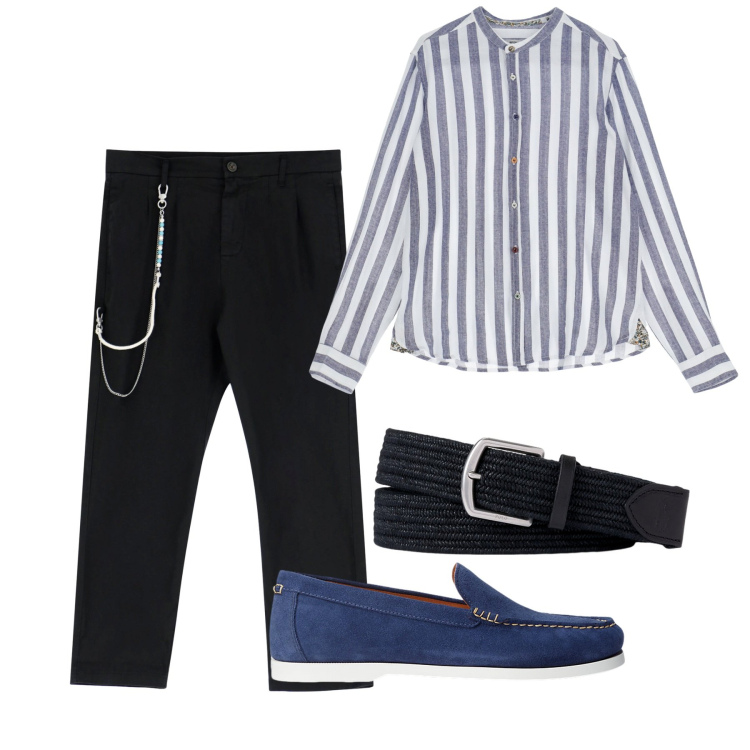 Outfit uomo - Le righe e le pinces. Stile Trendy per Serata speciale. Abbinamento con camicie, pantaloni, scarpe stringate, cinture.