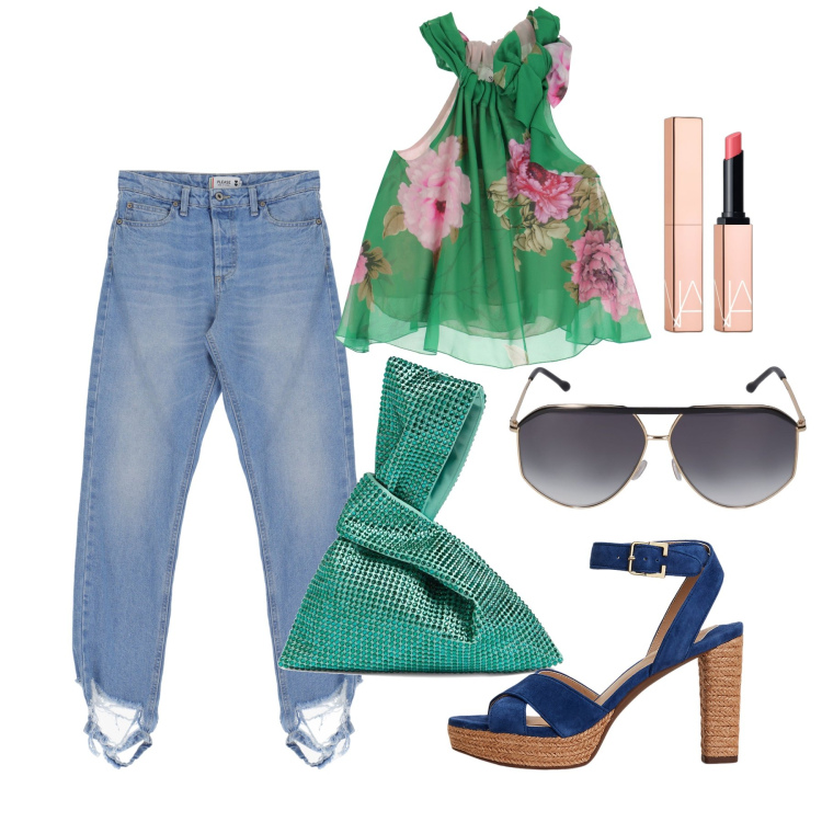 Outfit donna - Ghost outfitter - giugno. Stile Casual chic per Tutti i giorni. Abbinamento con rossetti, jeans slim fit, sandali col tacco, canottiere, borse a mano, occhiali da sole.