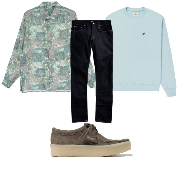 Outfit uomo - Total look #1900426. Stile Casual per Tutti i giorni. Abbinamento con felpe, camicie, jeans, scarpe stringate.