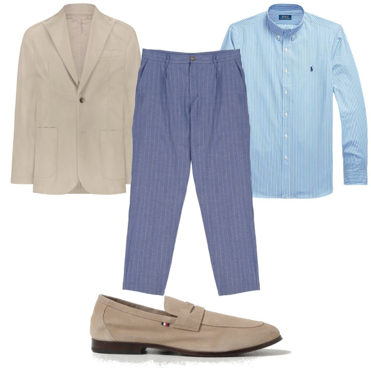 Outfit uomo - Total look #1900429. Stile Casual per Tutti i giorni. Abbinamento con pantaloni, camicie, giacche, scarpe stringate.